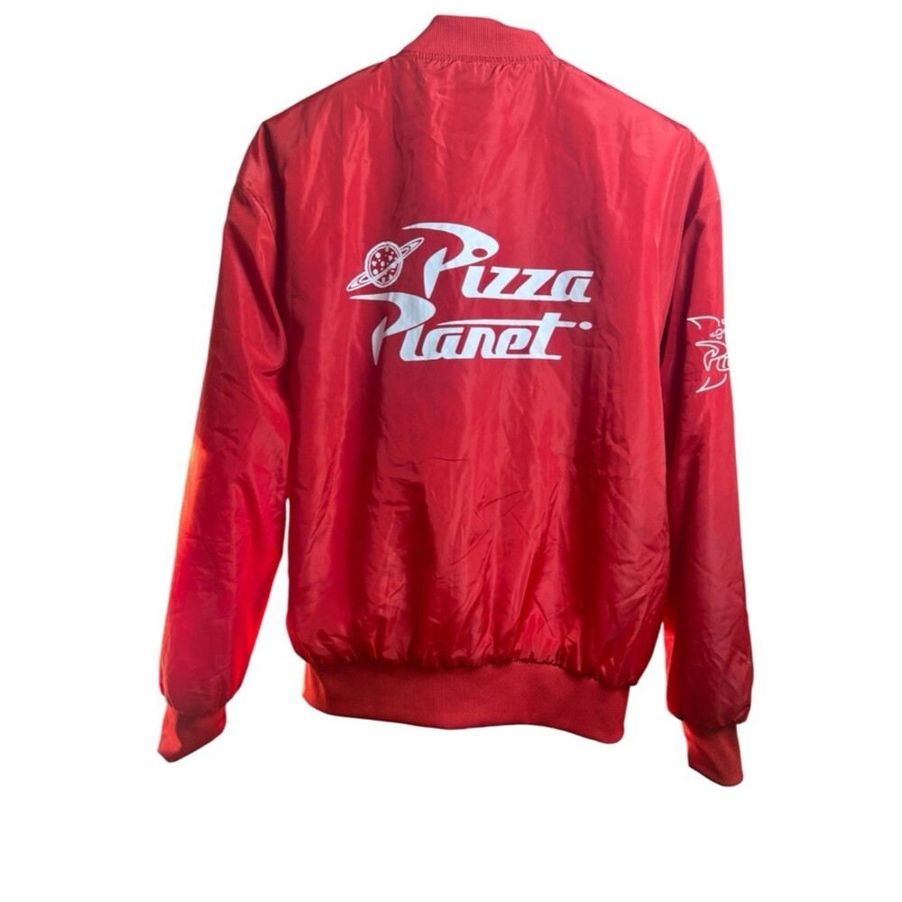 Disney Toy Story Red Bomber Jacket w/Pizza Planet Patch Men’s M Full Zip - Picture 4 of 10